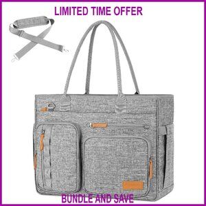Large USB Charging Tote Bag with Laptop Sleeve for Work & Travel